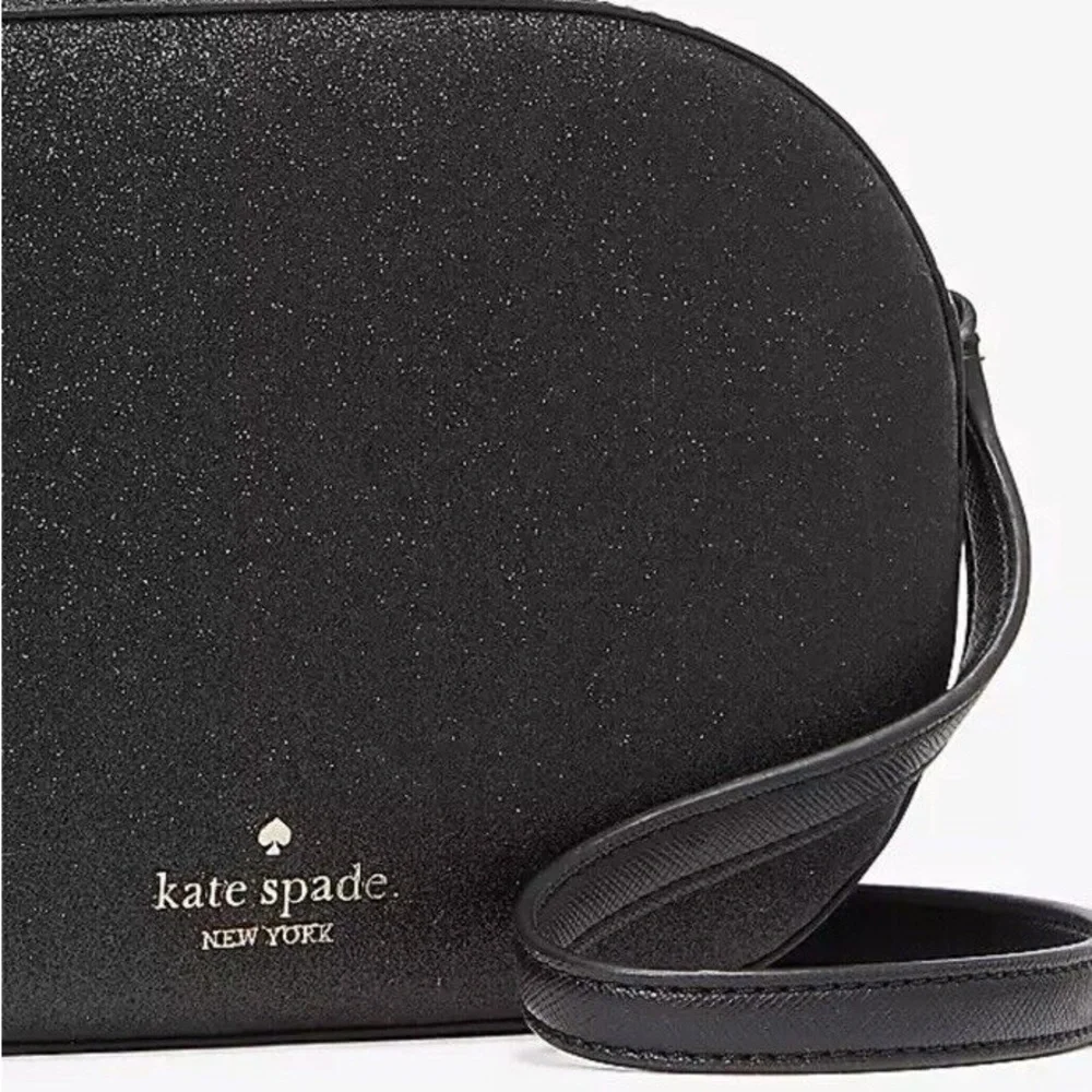 Kate Spade Black Glimmer Glitter Oval Camera Crossbody Bag In Black MSRP…$299